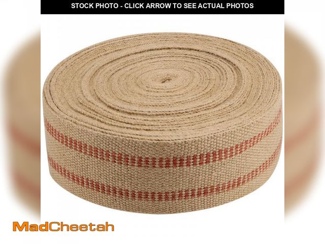 Lot 74-12308711 - KEILEOHO 3.5 Inches x 33 Yards Upholstery/Craft Jute Webbing, Natural Chair Webbing with Red Stripes...