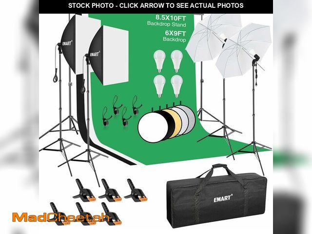 Lot 74-13835825 - EMART 8.5 x 10 ft Backdrop Support System, Professional Photography Lighting Kit with 5500K 50W LED,...