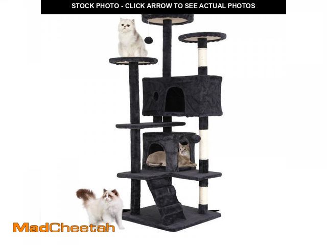 Lot 74-12157964 - BestPet 54in Cat Tree Tower  Scratch Posts  Condo  Toys  Dark Gray  Perfect for Active Cats - UNUSED