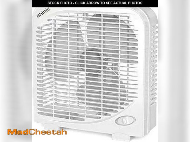 Lot 74-12129504 - shinic 10" Tabletop Box Fan for Bedroom, 2 Speeds, Quiet Table Fan with Strong Airflow, Energy Effic...