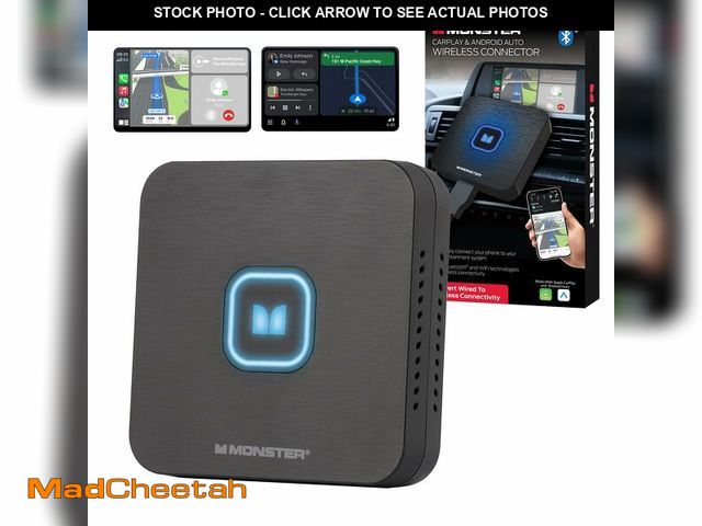 Lot 74-14062438 - Monster Wireless CarPlay Adapter, Wireless Android Auto Adapter, Convert Wired to Wireless CarPlay &...