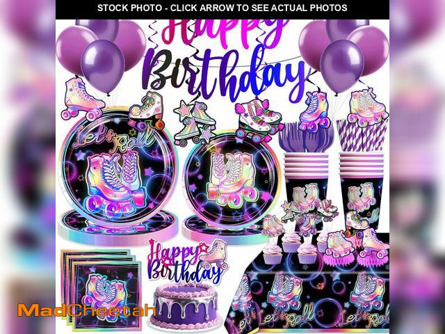 Lot 74-13576793 - Yingoto 228pcs Roller Skating Party Supplies Tableware Set-Service 25, All-in-one Roller Skate Party...