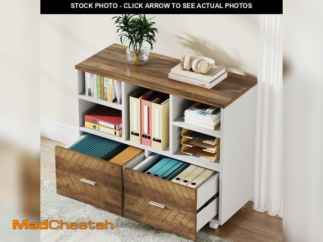 Lot 74-12689343 - Tribesigns 2-Drawer Wood File Cabinet, Mobile Lateral Filing Cabinet for Hanging Letter Size Files, ...