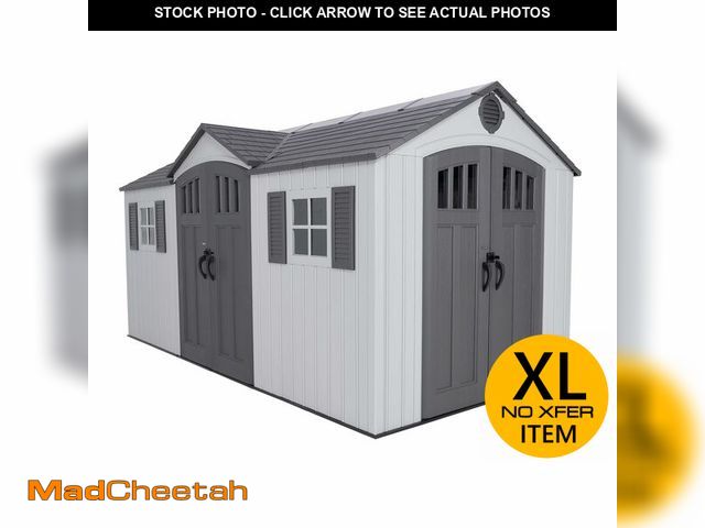 Lot 74-12571371 - Lifetime Dual Entry Outdoor Storage Shed, 15 x 8 Foot - UNUSED