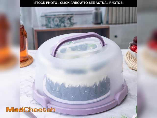 Lot 74-12312712 - *SEE PICS FOR COLOR* SETLUX 10in Plastic Cake Carrier with Handle, Round Cake Holder with Lid Pink C...