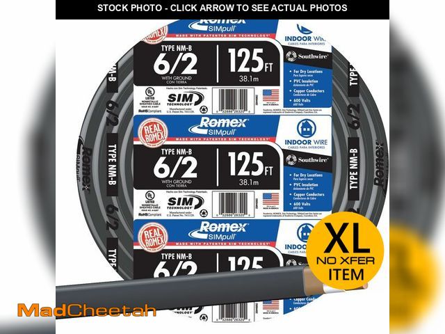 Lot 74-13270763 - Southwire 125 ft. 6/2 Stranded Romex SIMpull CU NM-B W/G Wire - USED