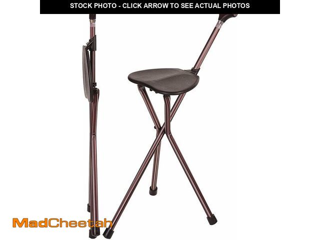 Lot 74-13042454 - Switch Sticks Folding Walking Cane With Seat For Seniors &amp; Adults, 34" Tall Quad Cane Chair, Lig...