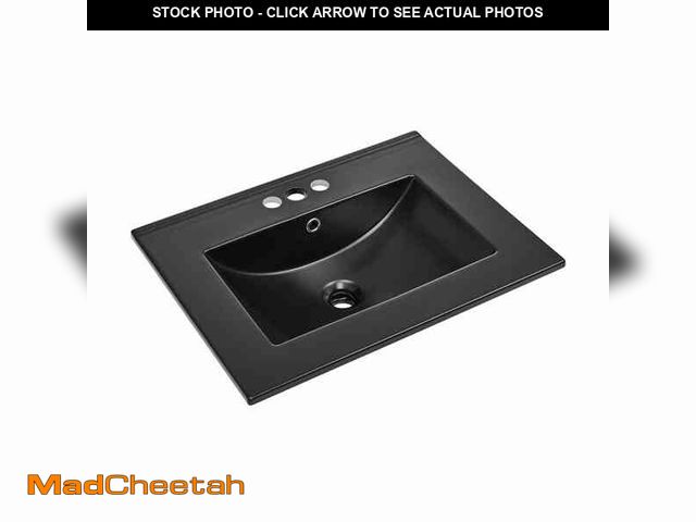Lot 74-14223604 - Swiss Madison 24 in. W x 18.5 in. D Ceramic Vanity Top with 4 in. Centerset Faucet Holes in Matte Bl...