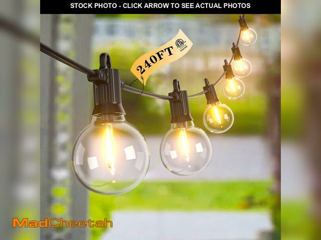 Lot 74-12713603 - Kawaya 240FT Outdoor Lights String LED Patio Light Waterproof Dimmable G40 Globe String Lighting for...