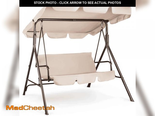 Lot 74-12421455 - GVDV Outdoor Porch Swing,3 Seat Steel Patio Swing Chair with Adjustable Canopy for adults,Patio,Gard...