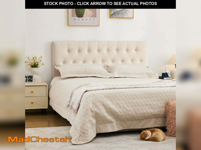 Lot 74-14289402 - JONPONY Tufted Upholstered Headboard Queen Size, Solid Wood Head Board with  Adjustable Height  Head...