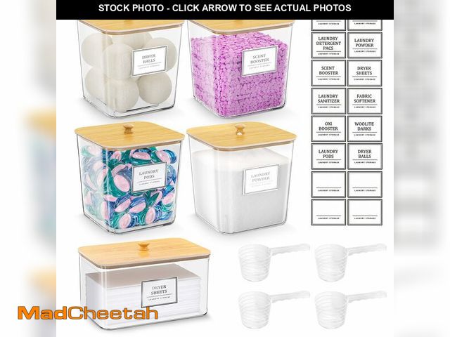 Lot 74-13621281 - 4+1 Pack Laundry Room Organization Containers,Clear Laundry Pods Container,Large Laundry Detergent P...