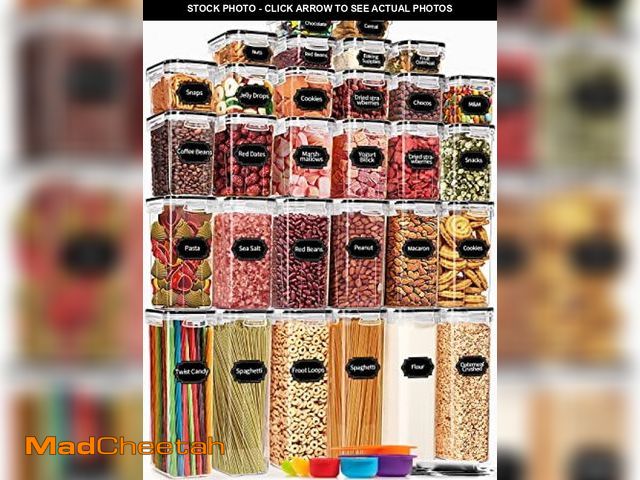 Lot 74-11555459 - PRAKI 30 Pack Airtight Food Storage Containers for Kitchen Pantry Organizers and Storage, Plastic Ki...