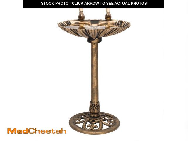 Lot 74-14327505 - Alpine Corporation 33 in. Tall Outdoor Vintage Birdbath with Bird Figurines Yard Statue - UNUSED