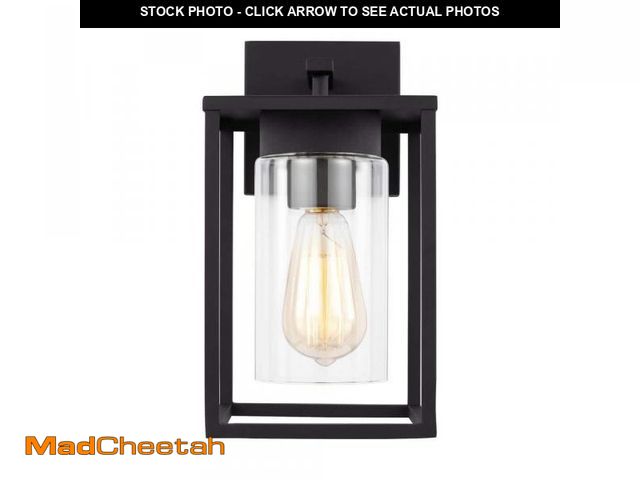 Lot 74-12412043 - Generation Lighting Vado Small 1-Light Black Hardwired Outdoor Wall Lantern Sconce with Clear Glass ...