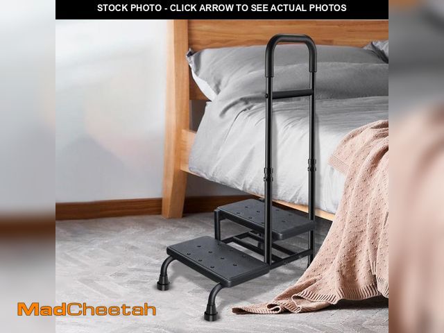 Lot 74-12157925 - WHONEC 2 Step Stool with Handle, Heavy Duty Non-Skid Steel Footstool for Bedside, Kitchen, Car, Bath...