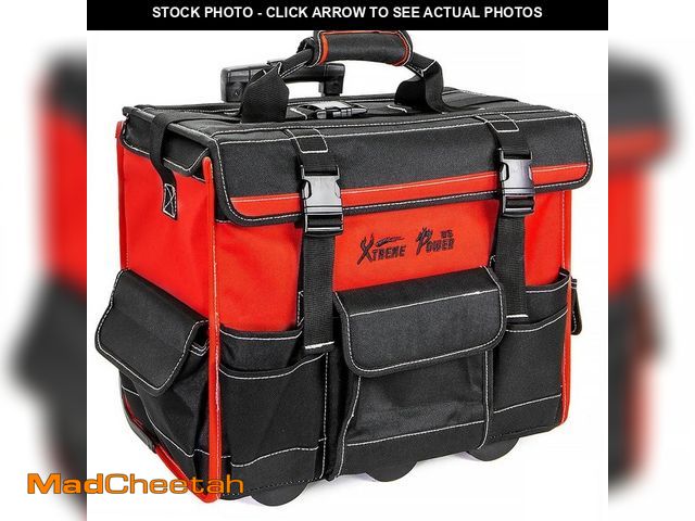 Lot 74-12797715 - 11 in. x 18 in. Jobsite Rolling Tote Tool Bag Storage Organizer Backpack - UNUSED