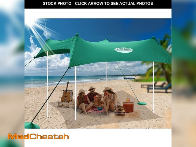Lot 74-12979086 - UMARDOO Family Beach Tent Canopy Sun Shade Portable, Large Compact Beach Sun Shelter Easy Setup with...