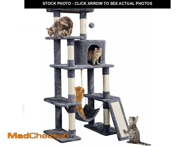 Lot 74-12545231 - Yaheetech Large Multi-Level Cat Tree, 63 Inches Tall with Sisal-Covered Scratching Posts, Condo, Ham...