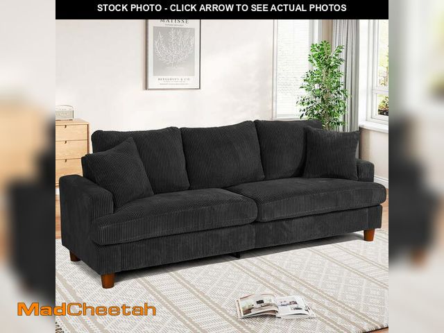 Lot 74-12803064 - 87" Corduroy Sofa,3 Seater Sofa with Extra Deep Seats,Neche Comfy Upholstered Couch for Living Room,...