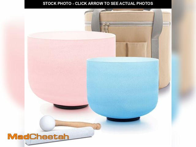 Lot 74-14347940 - Hye-eun Color Crystal Singing Bowl Set of 2 PCS 8-10inch 432 Hz 8"G Blue 10"C Pink Sound Meditation ...