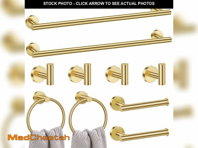 Lot 74-12702699 - Lairuier Brushed Gold Bathroom Hardware Set, 10-Piece Towel Bar Set SUS304 Stainless Steel Bathroom ...