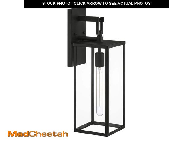 Lot 74-12682763 - Hampton Bay Porter Hills 19 in. Matte Black Hardwired Outdoor Wall Light Lantern Sconce with No Bulb...