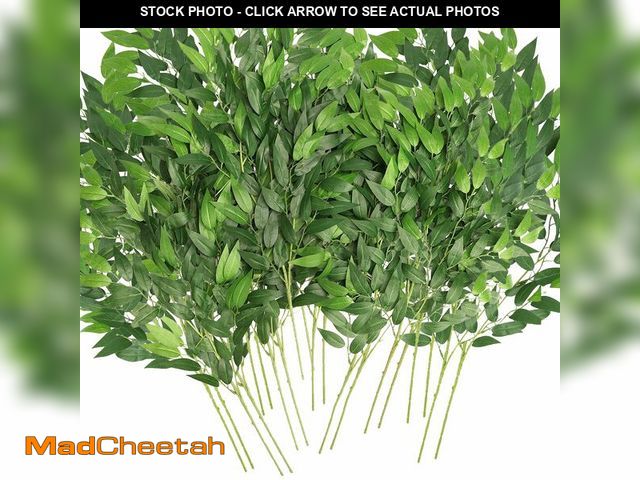 Lot 74-12718979 - WONICE Artificial Italian Ruscus Greenery Stems, 20 Pack Faux Green Leaf Garland Branches Hanging Gr...
