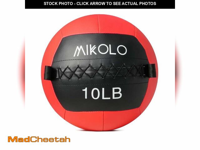 Lot 74-13059823 - Mikolo Fitness LB Wall Ball, Soft Leather Medicine Ball, Red Weighted Wall Ball with Non-Slip Grip, ...