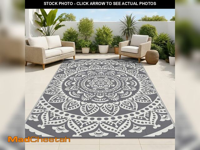 Lot 74-14207024 - Bsmathom Waterproof Outdoor Rug 5'x8' Grey - UNUSED