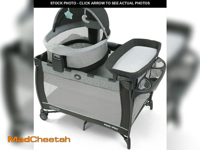Lot 74-11360345 - Graco Pack n Play Travel Dome DLX Playard, Astin with Portable Bassinet and Integrated Storage Organ...