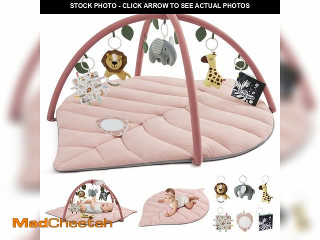 Lot 74-14265242 - Blissful Diary Baby Play Gym &amp; Activity Mat, Oversize Leaf Shaped Tummy Time Baby Play Mat w 6 D...