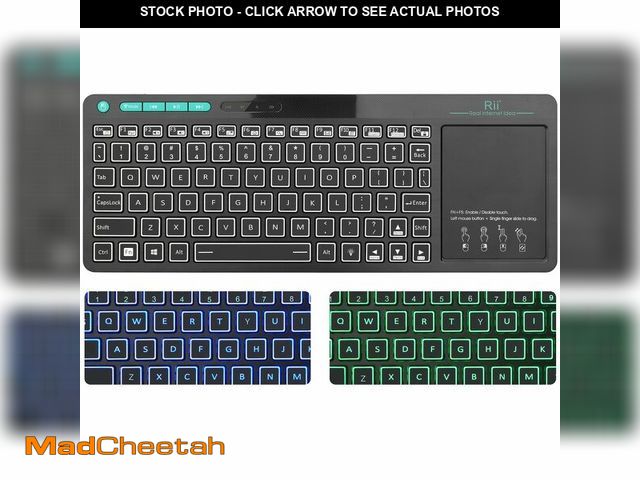 Lot 74-12707973 - (Dual Mode) Rii RT518S Wireless and Bluetooth 2-LED Color Backlit Multimedia Keyboard with Multi-Tou...