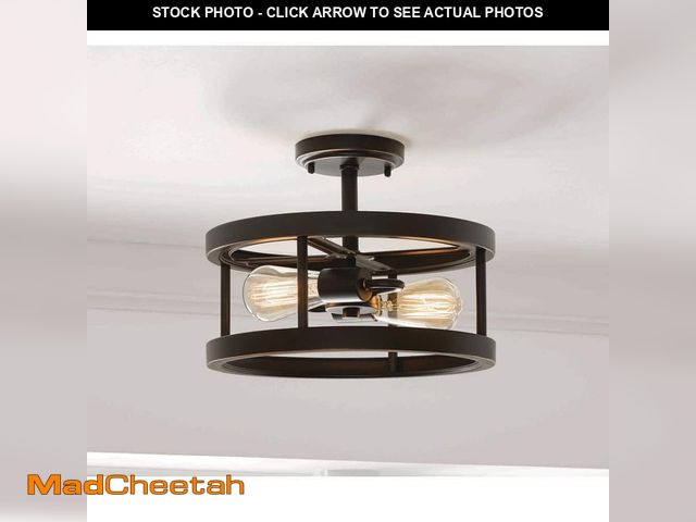 Lot 74-13822475 - Hampton Bay Moreland 13 in. 2-Light Oil-Rubbed Bronze Semi-Flush Mount - UNUSED