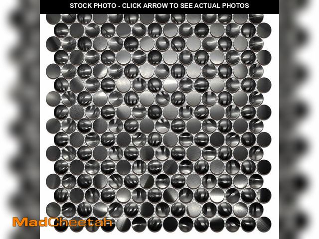 Lot 74-13569638 - Goodotz Black Tile Penny Round Mosaic 3D Concave Convex Tiles for Kitchen Backsplash, Bathroom Wall,...