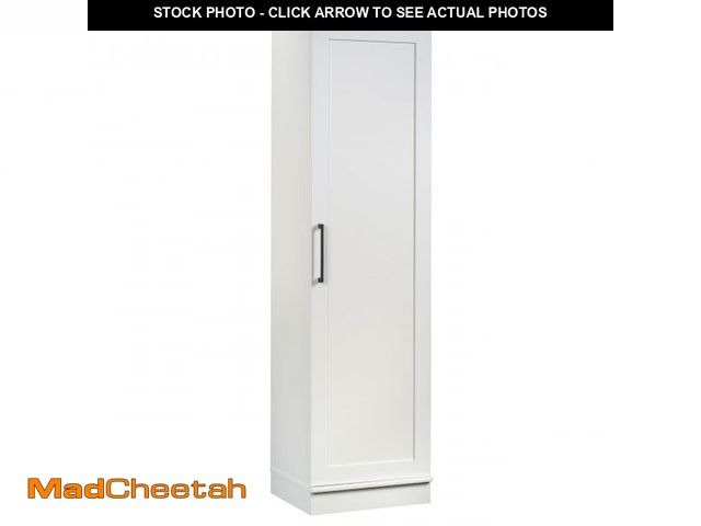 Lot 74-12134292 - Sauder HomePlus Narrow Pantry Storage Cabinet Slim Single Door with Adjustable Shelves, Kitchen Laun...