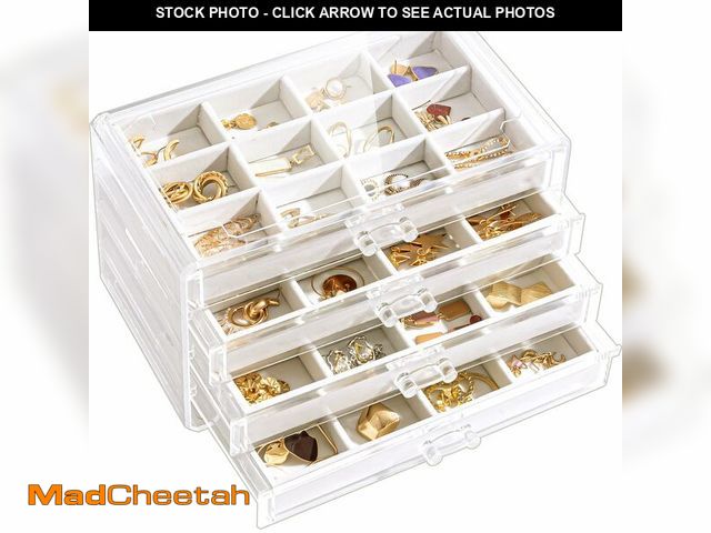 Lot 74-13545424 - Lolalet Earring Holder Organizer Box Jewelry Storage with 4 Drawers, Clear Acrylic Stackable Earring...