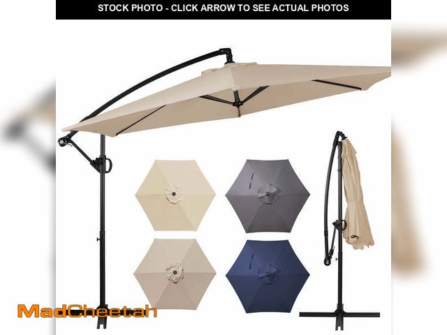 Lot 74-12680044 - (MISSING HARDWARE) Walsunny 9FT Outdoor Hanging Offset Cantilever Umbrella with Cross Base, Patio Ma...