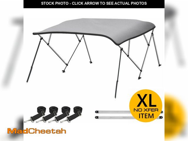 Lot 74-13075124 - Naviskin Light Grey 4 Bow 8'L x 54" H x 73"-78" W Bimini Top Cover Includes Mounting Hardwares,Stora...
