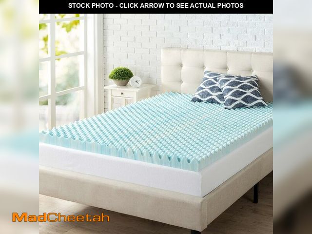 Lot 74-14349170 - ZINUS 3 Inch Swirl Gel Cooling Memory Foam Mattress Topper, Cooling Airflow Design, CertiPUR-US Cert...