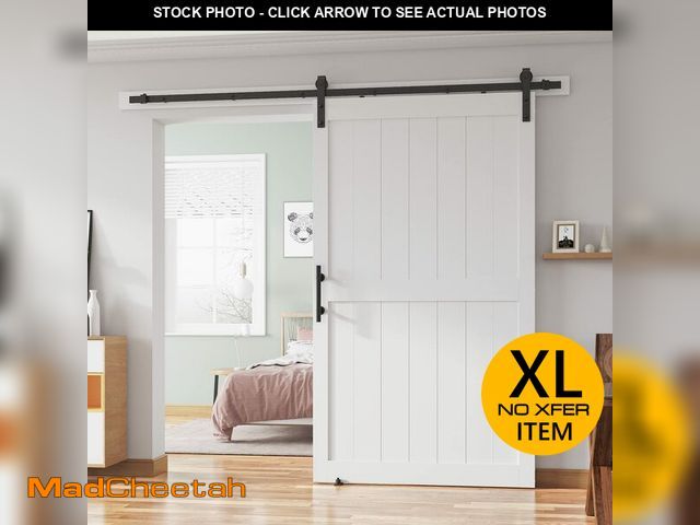 Lot 74-13580343 - ALAMEDADT 48''x 80'' Sliding Barn Door with 8 Ft Barn Door Hardware Kit&amp; Handle&amp; Floor Guide...