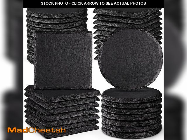Lot 74-14143737 - 36 PCS Glossy Black Slate Coasters for Laser Engraving, MAPRIAL 2026 Upgrade 4 Inch 18 PCS Square, 1...