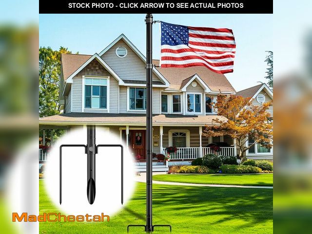 Lot 74-14267039 - FFILY 1.3" Large Diameter Heavy Duty Flag Pole in Ground, 10 FT Stainless Steel Flag Poles for Outsi...