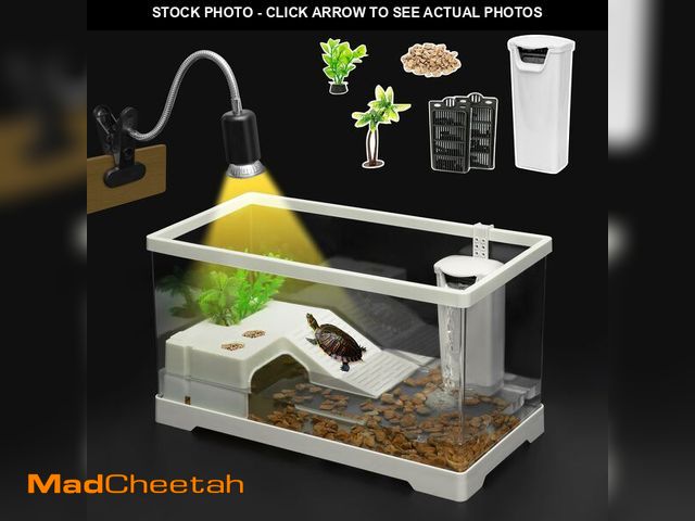Lot 74-12710633 - Clioran PC Turtle Tank Kit,Small Starter Aquarium,Red Eared Slider Aquatic,for Baby Tortoise,Fishes ...
