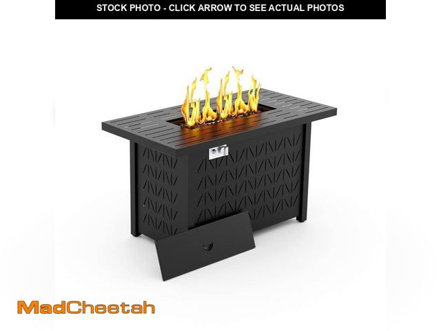 Lot 74-12746538 - eVita 43 in. 50000BTU Propane Fire Pit Table Modern Outdoor Gas Fire Table with Fire Rocks - UNUSED