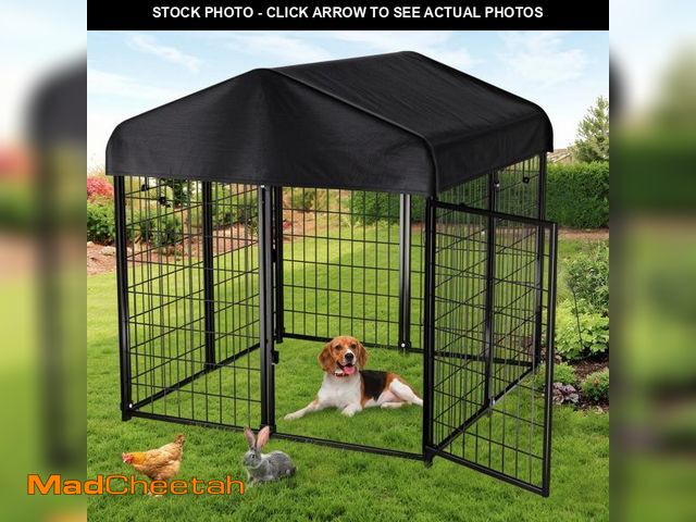 Lot 74-12513375 - Dog Kennel, DOMIPET Large Dog Kennel for Outdoor, 4ft x 4.2ft x 4.5ft Heavy Duty Pet Crate with Oxfo...