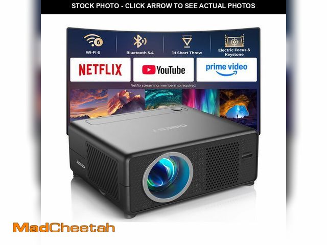 Lot 74-14379155 - CiBest Mini Projector with WiFi and Bluetooth, Short Throw Full HD 1080P - USED