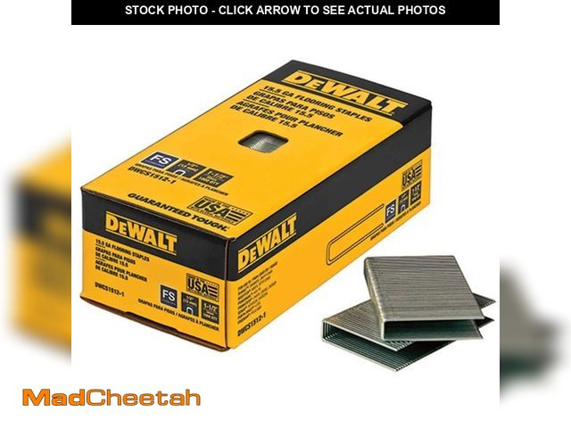 Lot 74-14601959 - DEWALT 1-1/2 in. x 15.5-Gauge Glue Collated Flooring Staples (1,000 per Box) DWCS1512-1 - UNUSED