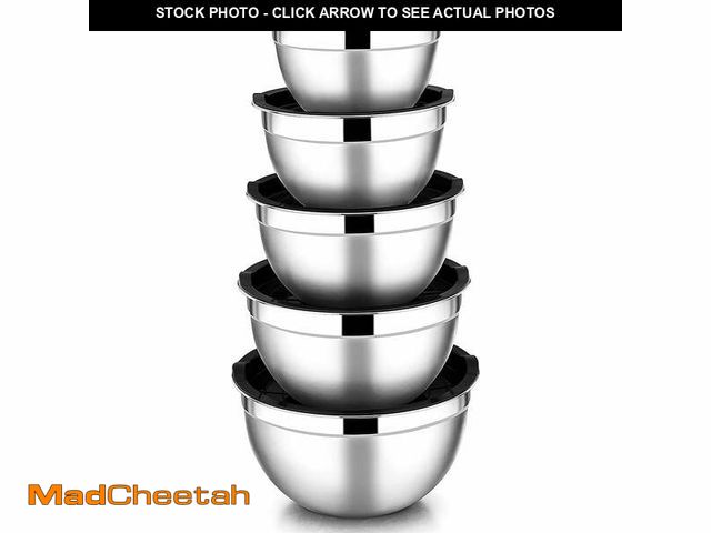 Lot 74-13060293 - Mixing Bowls with Lids Set of 5, Vesteel Stainless Steel Mixing Bowls Metal Nesting Salad Bowls, Siz...