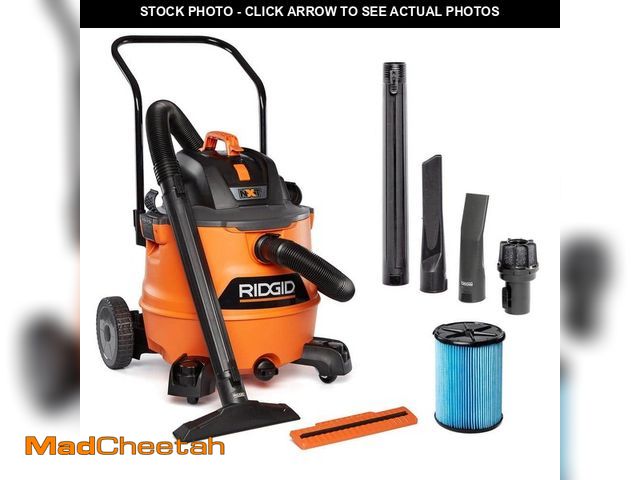 Lot 74-12558112 - RIDGID 16 Gal. 6.5 Peak HP NXT Shop Vacuum Wet Dry Vac with Cart, Fine Dust Filter, Hose and Accesso...